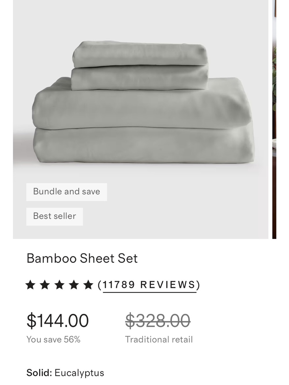 Quince Bamboo Sheet Set in Eucalyptus
